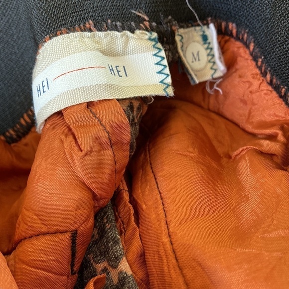 Anthropologie Hei Hei Kiri Kiri Printed Pull-On Pants Rust Grey Pockets Medium - Picture 6 of 7
